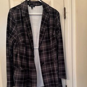 Torrid Black and Gray Plaid Blazer